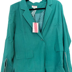 ANDREE BY UNIT Green Women's Blazer with Bling on Sleeves Perfect for NYE
